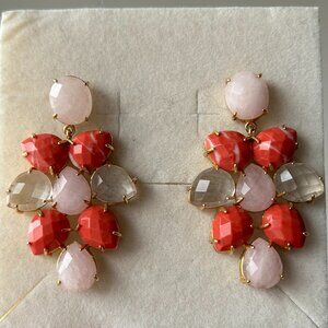 Sheila Fajl RARE Coral, Rose & Clear Quartz Statement Earrings